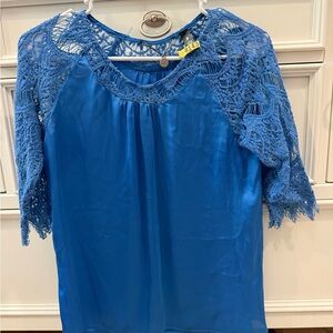 BKE Royal Blue Lace Sleeve Blouse